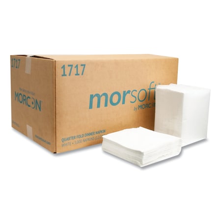 Morcon Morsoft Dinner Napkins, 1-Ply, 16 x 16, White, PK3000 MOR 1717